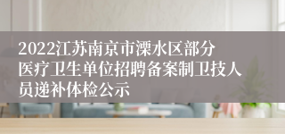 2022江苏南京市溧水区部分医疗卫生单位招聘备案制卫技人员递补体检公示