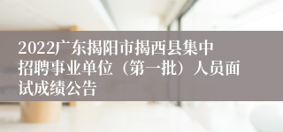 2022广东揭阳市揭西县集中招聘事业单位（第一批）人员面试成绩公告