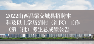 2022山西吕梁交城县招聘本科及以上学历到村（社区）工作（第二批）考生总成绩公告