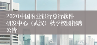 2020中国农业银行总行软件研发中心（武汉）秋季校园招聘公告