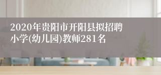 2020年贵阳市开阳县拟招聘小学(幼儿园)教师281名