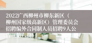 2022广西柳州市柳东新区（柳州国家级高新区）管理委员会招聘编外合同制人员招聘9人公告（第六批）