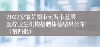 2022安徽芜湖市无为市基层医疗卫生机构招聘体检结果公布（第四批）
