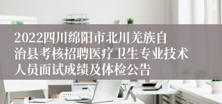 2022四川绵阳市北川羌族自治县考核招聘医疗卫生专业技术人员面试成绩及体检公告