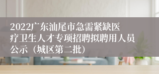 2022广东汕尾市急需紧缺医疗卫生人才专项招聘拟聘用人员公示（城区第二批）