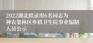 2022湖北拟录用6名同志为神农架林区乡镇卫生院事业编制人员公示