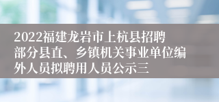2022福建龙岩市上杭县招聘部分县直、乡镇机关事业单位编外人员拟聘用人员公示三