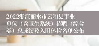 2022浙江丽水市云和县事业单位（含卫生系统）招聘（综合类）总成绩及入围体检名单公布