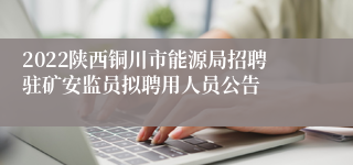 2022陕西铜川市能源局招聘驻矿安监员拟聘用人员公告
