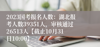 2023国考报名人数：湖北报考人数39351人，审核通过26513人【截止10月31日10:00】