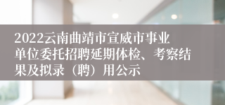 2022云南曲靖市宣威市事业单位委托招聘延期体检、考察结果及拟录（聘）用公示