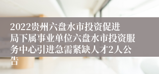2022贵州六盘水市投资促进局下属事业单位六盘水市投资服务中心引进急需紧缺人才2人公告