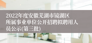 2022年度安徽芜湖市镜湖区所属事业单位公开招聘拟聘用人员公示(第三批)