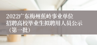 2022广东梅州蕉岭事业单位招聘高校毕业生拟聘用人员公示（第一批）