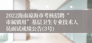 2022海南琼海市考核招聘“市属镇用”基层卫生专业技术人员面试成绩公告(3号)