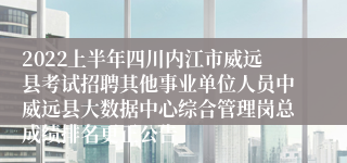 2022上半年四川内江市威远县考试招聘其他事业单位人员中威远县大数据中心综合管理岗总成绩排名更正公告