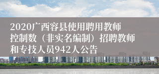 2020广西容县使用聘用教师控制数（非实名编制）招聘教师和专技人员942人公告