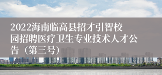2022海南临高县招才引智校园招聘医疗卫生专业技术人才公告（第三号）