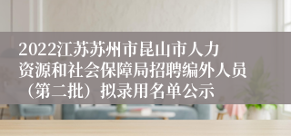 2022江苏苏州市昆山市人力资源和社会保障局招聘编外人员（第二批）拟录用名单公示