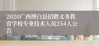 2020广西博白县招聘义务教育学校专业技术人员254人公告