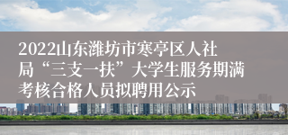 2022山东潍坊市寒亭区人社局“三支一扶”大学生服务期满考核合格人员拟聘用公示