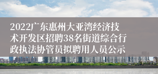 2022广东惠州大亚湾经济技术开发区招聘38名街道综合行政执法协管员拟聘用人员公示