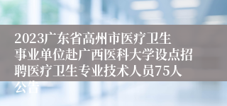 2023广东省高州市医疗卫生事业单位赴广西医科大学设点招聘医疗卫生专业技术人员75人公告
