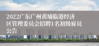 2022广东广州黄埔临港经济区管理委员会招聘1名初级雇员公告