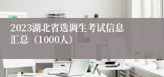 2023湖北省选调生考试信息汇总（1000人）