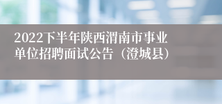 2022下半年陕西渭南市事业单位招聘面试公告（澄城县）