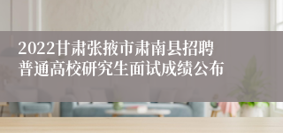 2022甘肃张掖市肃南县招聘普通高校研究生面试成绩公布