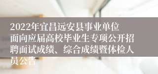 2022年宜昌远安县事业单位面向应届高校毕业生专项公开招聘面试成绩、综合成绩暨体检人员公告