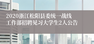 2020浙江松阳县委统一战线工作部招聘见习大学生2人公告