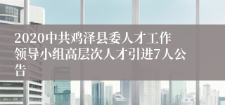 2020中共鸡泽县委人才工作领导小组高层次人才引进7人公告