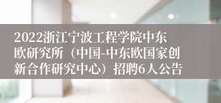 2022浙江宁波工程学院中东欧研究所（中国-中东欧国家创新合作研究中心）招聘6人公告
