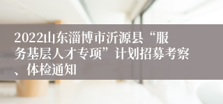 2022山东淄博市沂源县“服务基层人才专项”计划招募考察、体检通知