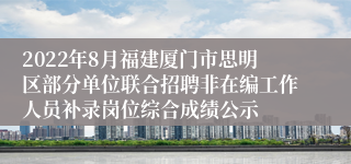 2022年8月福建厦门市思明区部分单位联合招聘非在编工作人员补录岗位综合成绩公示