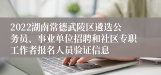 2022湖南常德武陵区遴选公务员、事业单位招聘和社区专职工作者报名人员验证信息