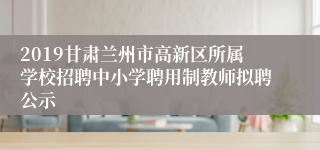 2019甘肃兰州市高新区所属学校招聘中小学聘用制教师拟聘公示