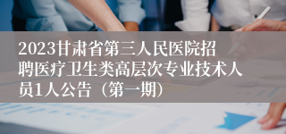 2023甘肃省第三人民医院招聘医疗卫生类高层次专业技术人员1人公告（第一期）