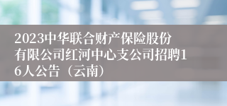 2023中华联合财产保险股份有限公司红河中心支公司招聘16人公告（云南）