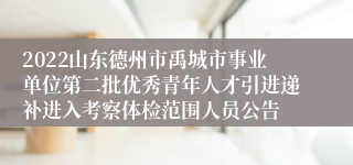 2022山东德州市禹城市事业单位第二批优秀青年人才引进递补进入考察体检范围人员公告