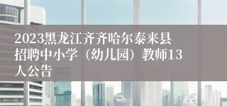 2023黑龙江齐齐哈尔泰来县招聘中小学（幼儿园）教师13人公告