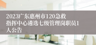 2023广东惠州市120急救指挥中心遴选七级管理岗职员1人公告