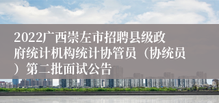 2022广西崇左市招聘县级政府统计机构统计协管员（协统员）第二批面试公告