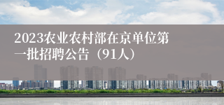 2023农业农村部在京单位第一批招聘公告（91人）