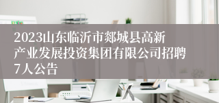 2023山东临沂市郯城县高新产业发展投资集团有限公司招聘7人公告