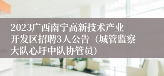 2023广西南宁高新技术产业开发区招聘3人公告（城管监察大队心圩中队协管员）