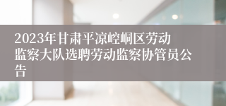 2023年甘肃平凉崆峒区劳动监察大队选聘劳动监察协管员公告