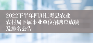 2022下半年四川仁寿县农业农村局下属事业单位招聘总成绩及排名公告